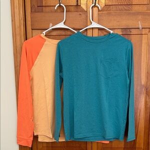Kids Quick-Dry Tees L 12/14 Teal & Orange Long Sleeve New Activewear